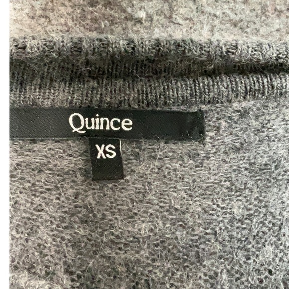 Quince Alpaca Wool Dimond Stitched Lightweight Grey Crew Sweater Size XS - Picture 6 of 7